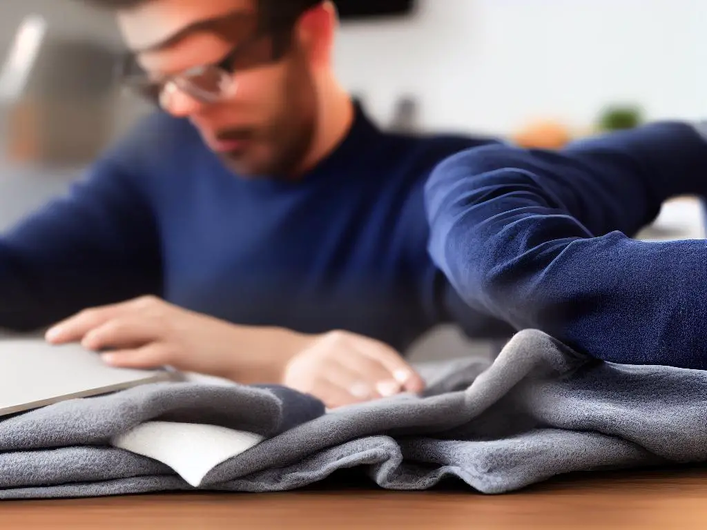 An image of a person using a lint-free cloth to gently absorb excess liquid from the internal components of a laptop.