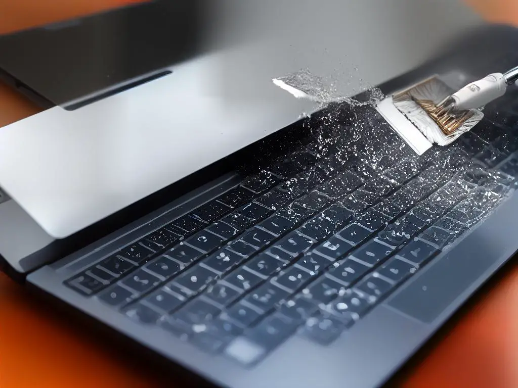 The guide explains how to properly clean your laptop after a liquid spill.