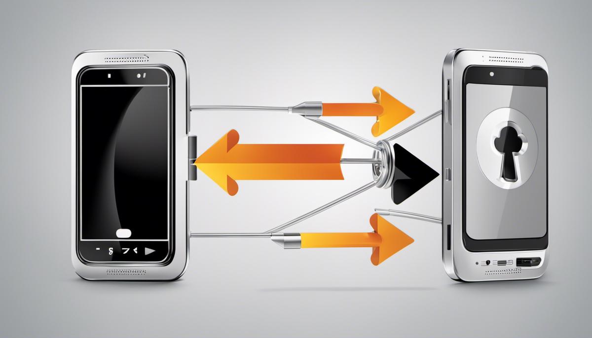 Illustration of a smartphone with update arrows and a lock symbol, representing phone updates and device security.