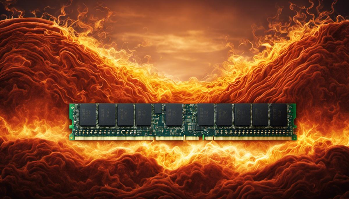 Illustration showing RAM and heat waves, symbolizing the relationship between RAM temperature and computer performance